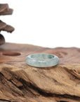 Baikalla Natural Icy Blue-Green Flowers Jadeite Jade Traditional Ring