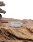 Baikalla Natural Icy Grey Wuji & Apple-Green Jadeite Jade Traditional Ring