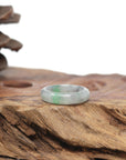 Baikalla Natural Icy Grey Wuji & Apple-Green Jadeite Jade Traditional Ring