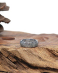 Baikalla Natural Icy Black Wuji Jadeite Jade Traditional Ring