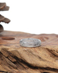 Baikalla Natural Icy Black Sesame Wuji Jadeite Jade Traditional Ring