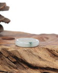 Baikalla Natural Icy Blue-Green Flower Jadeite Jade Traditional Ring