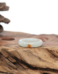 Baikalla Natural Icy Light Green & Sajin (Golden Dust) Jadeite Jade Traditional Ring