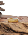 Baikalla Natural Icy Yellow-Orange Jadeite Jade Traditional Ring