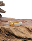 Baikalla Natural Icy Yellow-Orange Jadeite Jade Traditional Ring