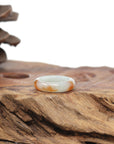 Baikalla Natural Icy Light Green & Sajin (Golden Dust) Jadeite Jade Traditional Ring