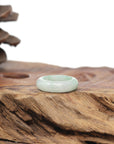 Baikalla Natural Icy Light Apple-Green Jadeite Jade Traditional Ring