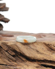 Baikalla Natural Icy Light Green & Sajin (Golden Dust) Jadeite Jade Traditional Ring