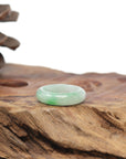 Baikalla Natural Icy Light Green W/ Vibrant Apple-Green Patch Jadeite Jade Traditional Ring