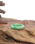 Baikalla Natural Vibrant Apple-Green Jadeite Jade Traditional Ring