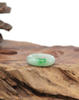 Baikalla Natural Icy Vibrant Apple-Green Patch Jadeite Jade Traditional Ring