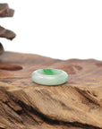 Baikalla Natural Icy Vibrant Apple-Green Patch Jadeite Jade Traditional Ring