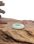 Baikalla Natural Icy Vibrant Apple-Green Patch Jadeite Jade Traditional Ring