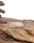 Baikalla Natural Icy Light Green & Sajin (Golden Dust) Jadeite Jade "Heart" Traditional Ring