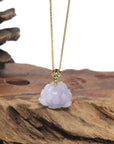 Baikalla Icy Lavender Lotus Jadeite Jade Pendant W/ 18K Yellow Gold Bail