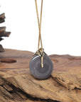 Baikalla Smoky Purple "Ping An Kou" Nephrite Jade Pendant W/ 18K Yellow Gold Bail & Tourmaline