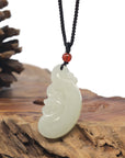 Baikalla "Dragon & Phoenix" Light Green Nephrite Jade Pendant Necklaces