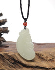 Baikalla "Dragon & Phoenix" Light Green Nephrite Jade Pendant Necklaces
