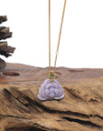Baikalla Lavender Lotus Jadeite Jade Pendant W/ 18K Yellow Gold Bail