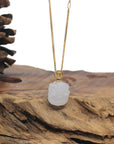 Baikalla Icy White "Piggy" Jadeite Jade Pendant W/ 18K Yellow Gold Bail