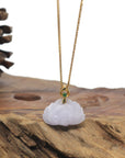 Baikalla Lavender Lotus Jadeite Jade Pendant W/ 18K Yellow Gold Bail