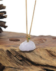 Baikalla Lavender Lotus Jadeite Jade Pendant W/ 18K Yellow Gold Bail