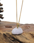 Baikalla Lavender Lotus Jadeite Jade Pendant W/ 18K Yellow Gold Bail