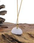 Baikalla Lavender Lotus Jadeite Jade Pendant W/ 18K Yellow Gold Bail