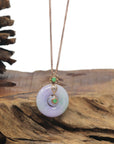Baikalla Vixen Purple & Green "Double Kou Kou" (Good Luck Button) Jadeite Jade Pendant W/ 18K Rose Gold Bail, Diamonds & Imperial Jade