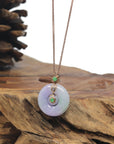 Baikalla Vixen Purple & Green "Double Kou Kou" (Good Luck Button) Jadeite Jade Pendant W/ 18K Rose Gold Bail, Diamonds & Imperial Jade