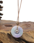 Baikalla Vixen Purple & Green "Double Kou Kou" (Good Luck Button) Jadeite Jade Pendant W/ 18K Rose Gold Bail, Diamonds & Imperial Jade