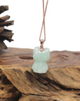 Baikalla "Hello Kitty" Natural Jadeite Jade Pendant W/ 14k Rose Gold Bail