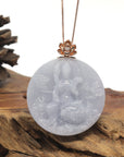 Baikalla "Akasagarbha Bodhisattva" Lavender Jadeite Jade Pendant W/ 18K Rose Gold Bail & Diamond