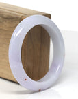 Baikalla Lavender W/ Red Flowers "Half-Round" Jadeite Jade Bangle Bracelet (54.5mm)
