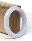 Baikalla Lavender W/ Red Flowers "Half-Round" Jadeite Jade Bangle Bracelet (54.5mm)