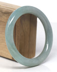 Baikalla Light Oil-Green "Traditional Full-Round" Jadeite Jade Bangle Bracelet (59mm)