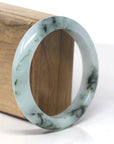Baikalla Blue-Green & White "Half-Round" Jadeite Jade Bangle Bracelet (58.5mm)