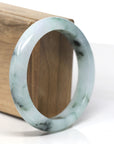 Baikalla Blue-Green & White "Half-Round" Jadeite Jade Bangle Bracelet (58.5mm)