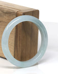 Baikalla Icy Light Green "Half-Round" Jadeite Jade Bangle Bracelet (52mm)