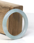 Baikalla Icy Light Green "Half-Round" Jadeite Jade Bangle Bracelet (52mm)