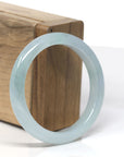 Baikalla Icy Light Green "Half-Round" Jadeite Jade Bangle Bracelet (52mm)