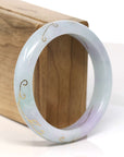Baikalla Jewelry Jadeite Jade Bangle Bracelet 18k Gold Inlaid Lavender-Green Jadeite Jade Bangle Bracelet (60.49 mm)