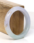 Baikalla Jewelry Jadeite Jade Bangle Bracelet 18k Gold Inlaid Lavender & Green Jadeite Jade Bangle Bracelet (60.49 mm)