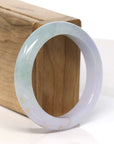 Baikalla Jewelry Jadeite Jade Bangle Bracelet 18k Gold Inlaid Lavender & Green Jadeite Jade Bangle Bracelet (60.49 mm)
