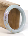 Baikalla Jewelry Jadeite Jade Bangle Bracelet 18k Gold Inlaid Lavender & Green Jadeite Jade Bangle Bracelet (60.49 mm)