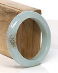 Baikalla Jewelry Jadeite Jade Bangle Bracelet 18k Gold Inlaid Light Green Jadeite Jade Bangle Bracelet (60.49 mm)