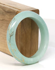 Baikalla Jewelry Jadeite Jade Bangle Bracelet 18k Gold Inlaid Apple Green Jadeite Jade Bangle Bracelet (54.40 mm)