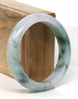 Baikalla Jewelry Jadeite Jade Bangle Bracelet 18k Gold Inlaid Lavender & Blue Green Jadeite Jade Bangle Bracelet (57.54 mm)