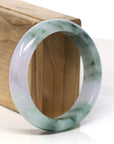 Baikalla Jewelry Jadeite Jade Bangle Bracelet 18k Gold Inlaid Lavender & Blue Green Jadeite Jade Bangle Bracelet (57.54 mm)