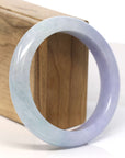 Baikalla Jewelry Jadeite Jade Bangle Bracelet 18k Gold Inlaid Lavender & Green Jadeite Jade Bangle Bracelet (58.75 mm)